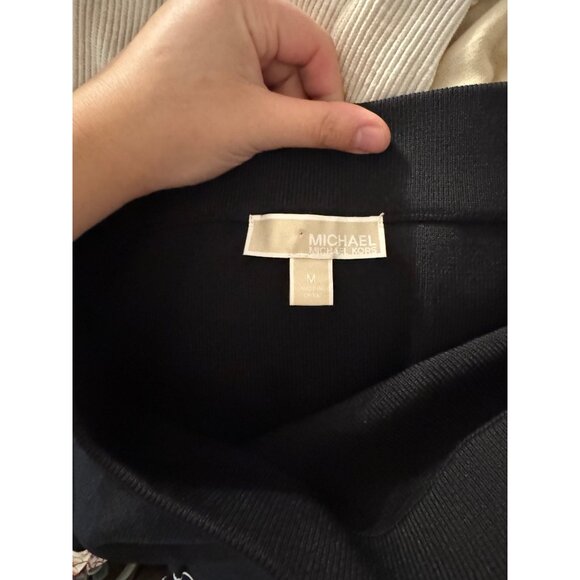 Michael Kors Knit Sweater Ruffle Layer Skirt Sz Medium Women’s Black B&W - Picture 5 of 7